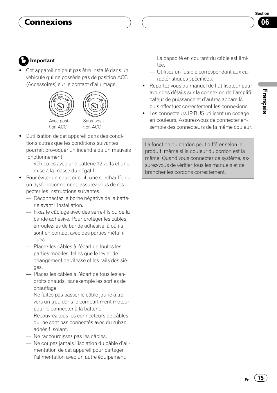Connexions, Français | Pioneer CD-BTB200 User Manual | Page 75 / 121