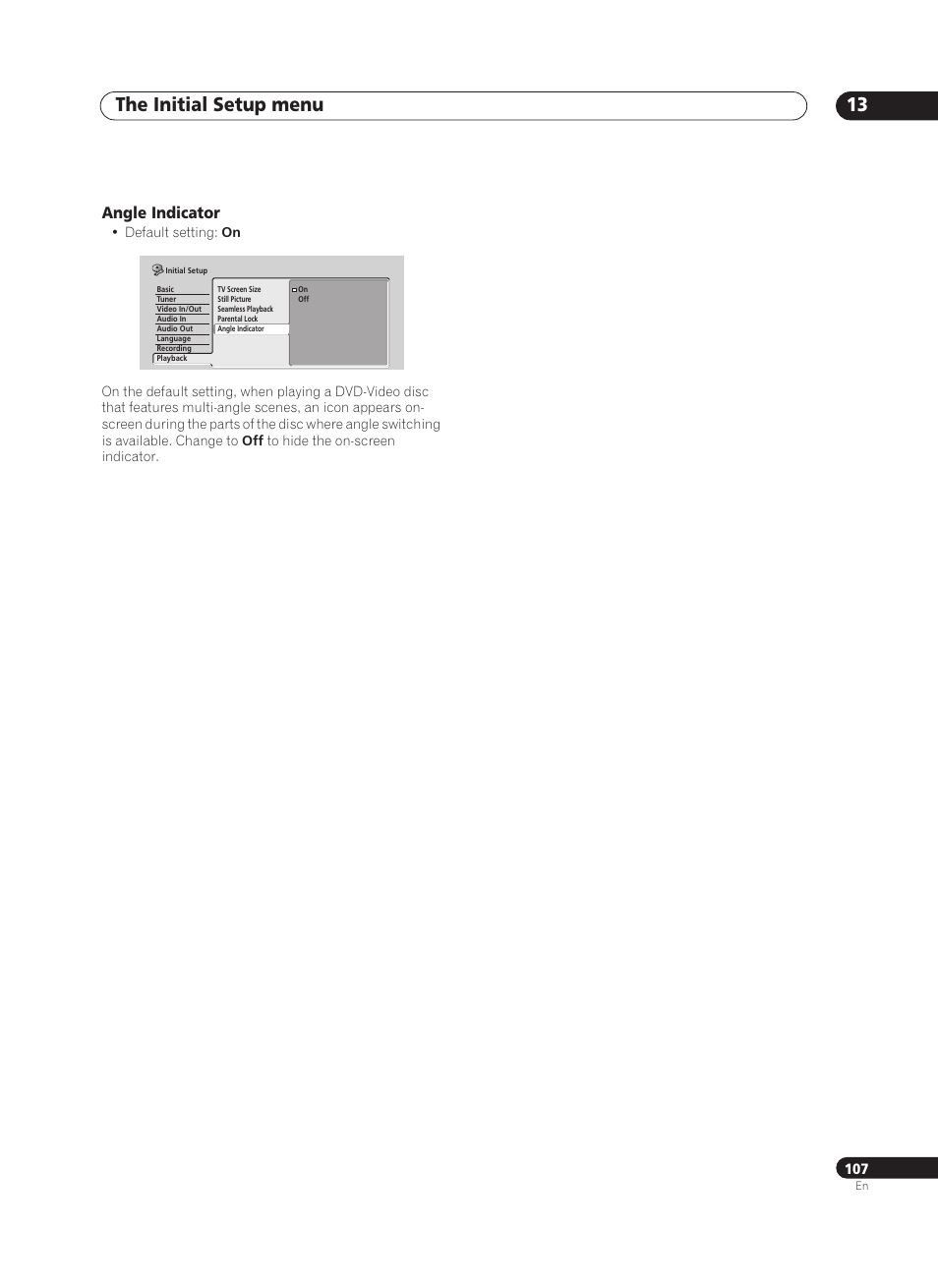 The initial setup menu 13 | Pioneer PRV-9200 User Manual | Page 107 / 124
