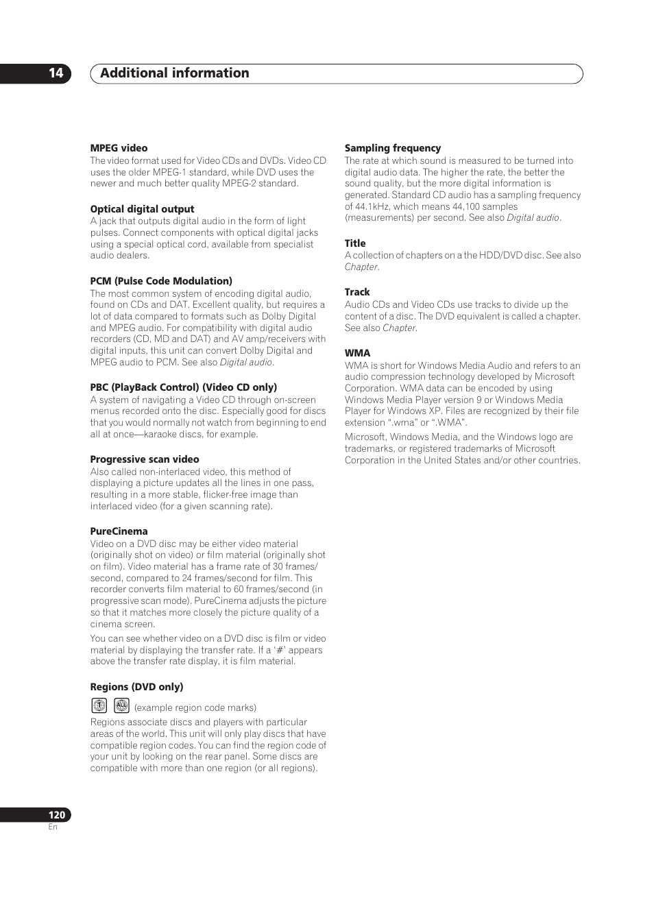 Additional information 14 | Pioneer PRV-9200 User Manual | Page 120 / 124