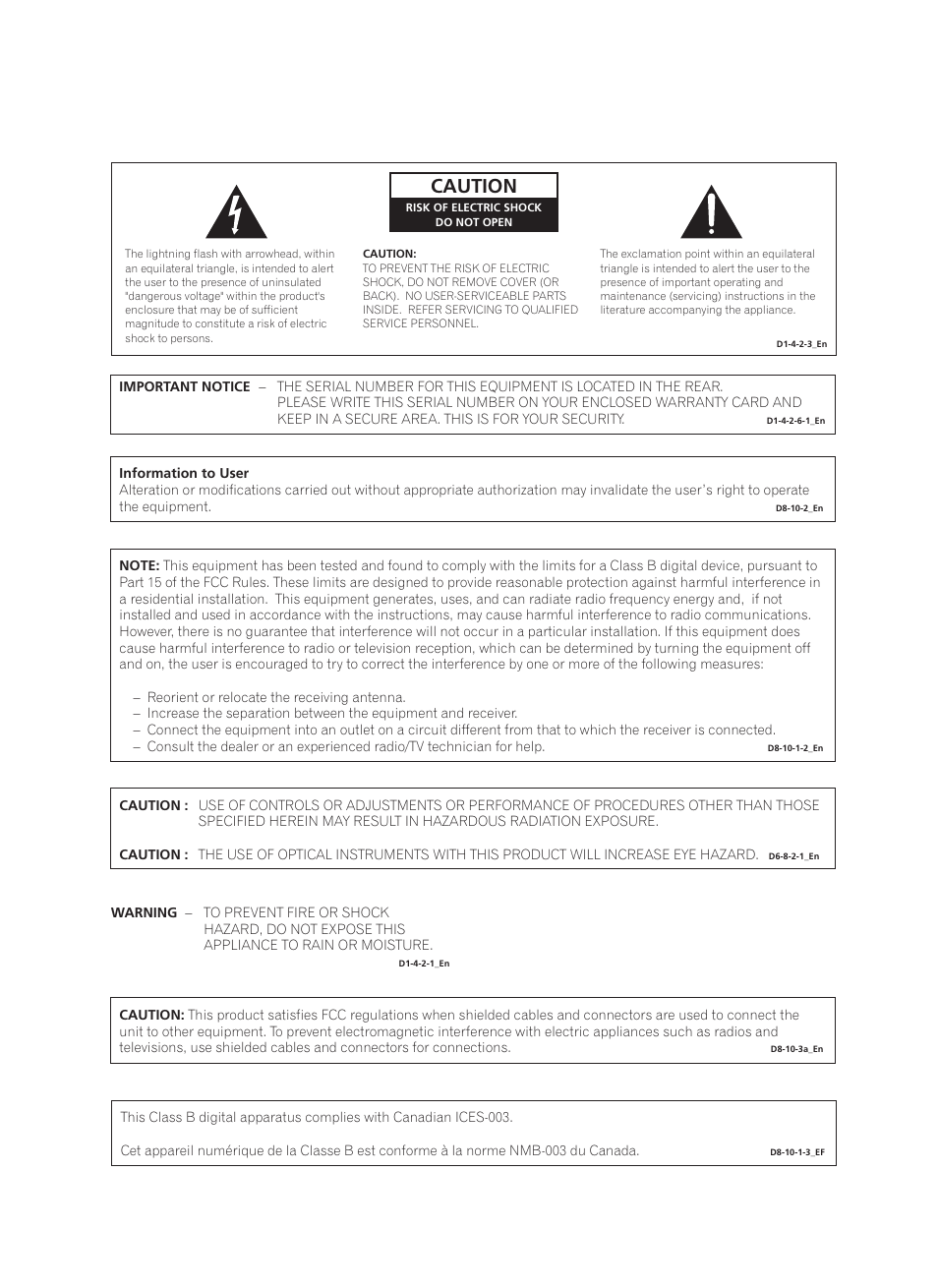 Caution | Pioneer PRV-9200 User Manual | Page 2 / 124