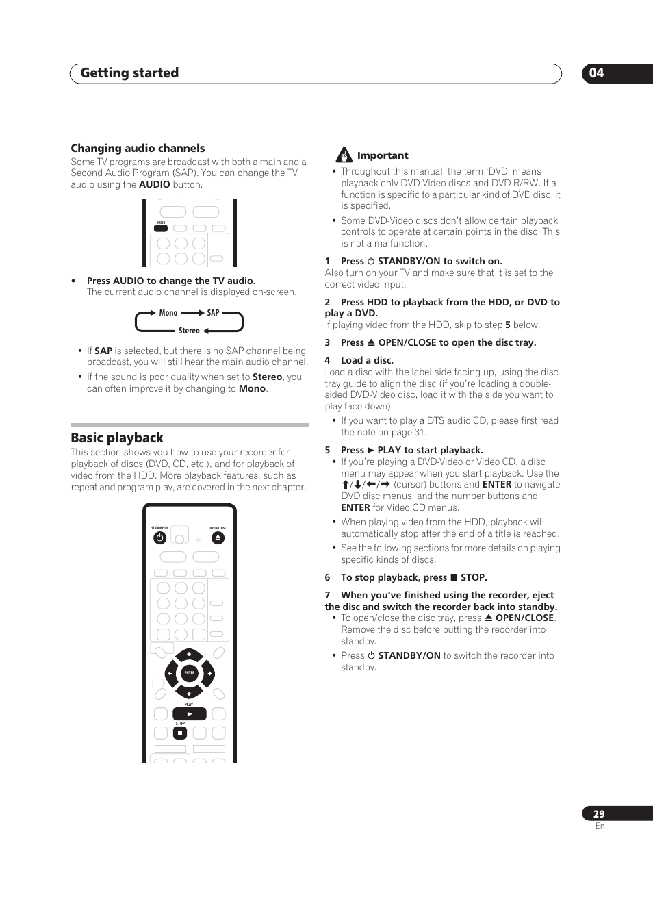 Getting started 04, Basic playback | Pioneer PRV-9200 User Manual | Page 29 / 124