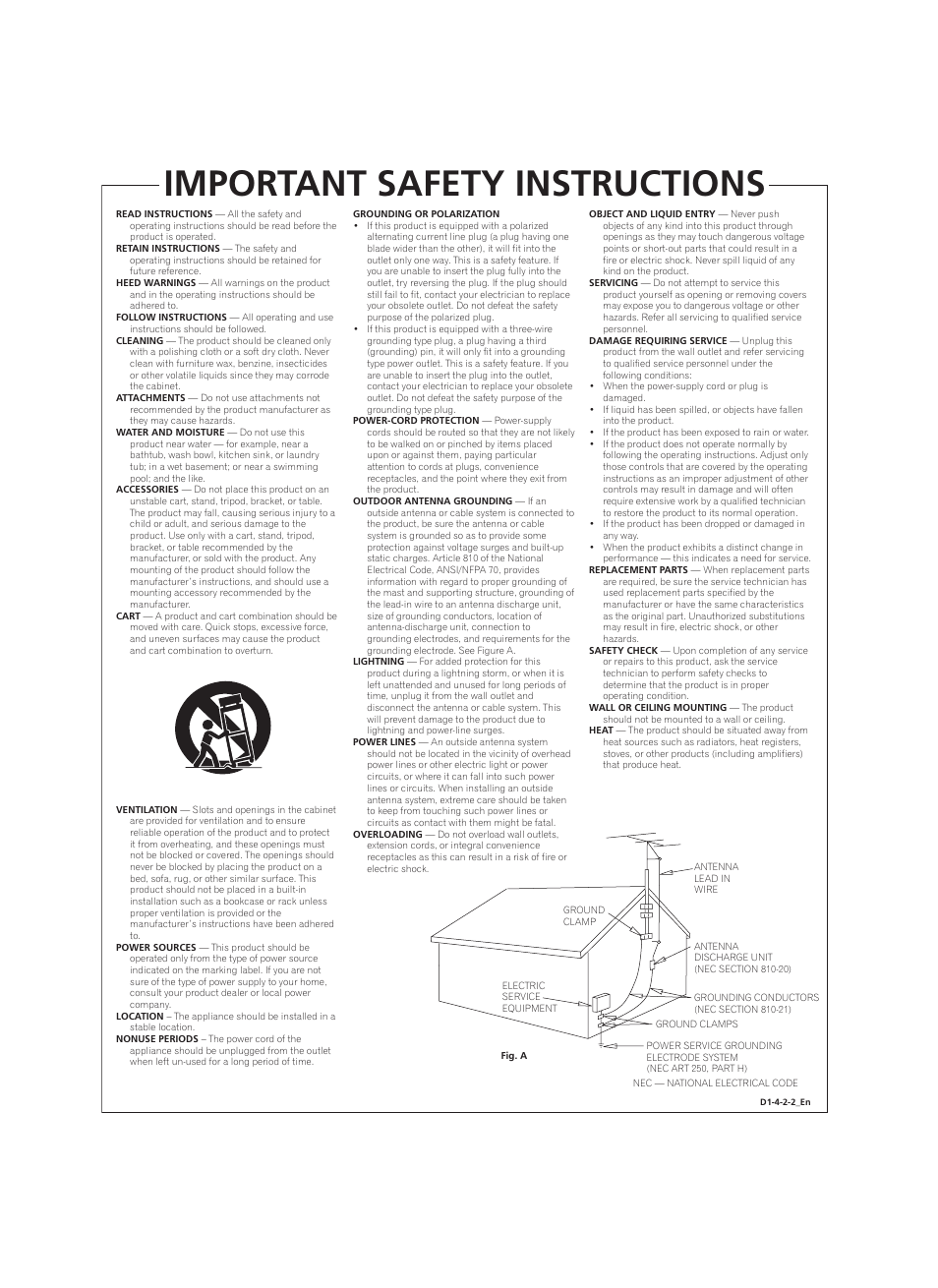 Important safety instructions | Pioneer PRV-9200 User Manual | Page 3 / 124