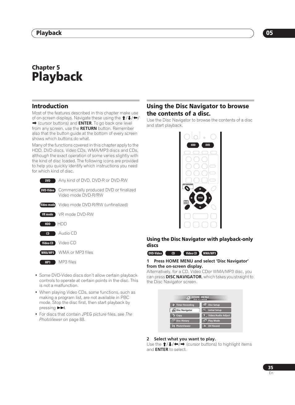 Playback, Playback 05, Chapter 5 | Introduction | Pioneer PRV-9200 User Manual | Page 35 / 124