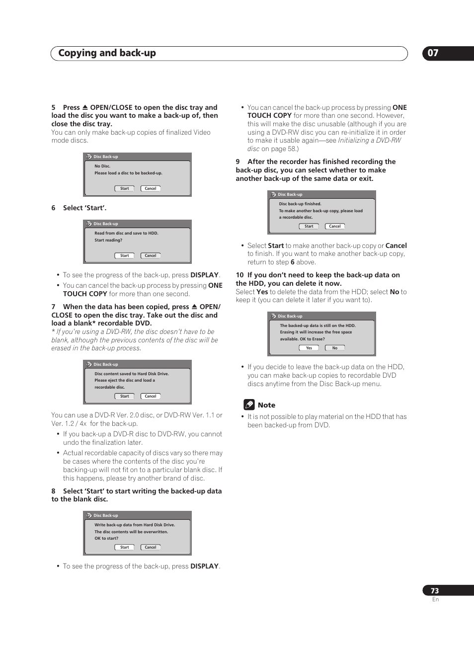 Copying and back-up 07 | Pioneer PRV-9200 User Manual | Page 73 / 124