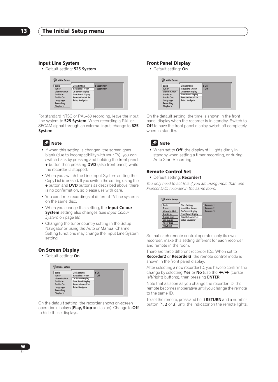 The initial setup menu 13 | Pioneer PRV-9200 User Manual | Page 96 / 124