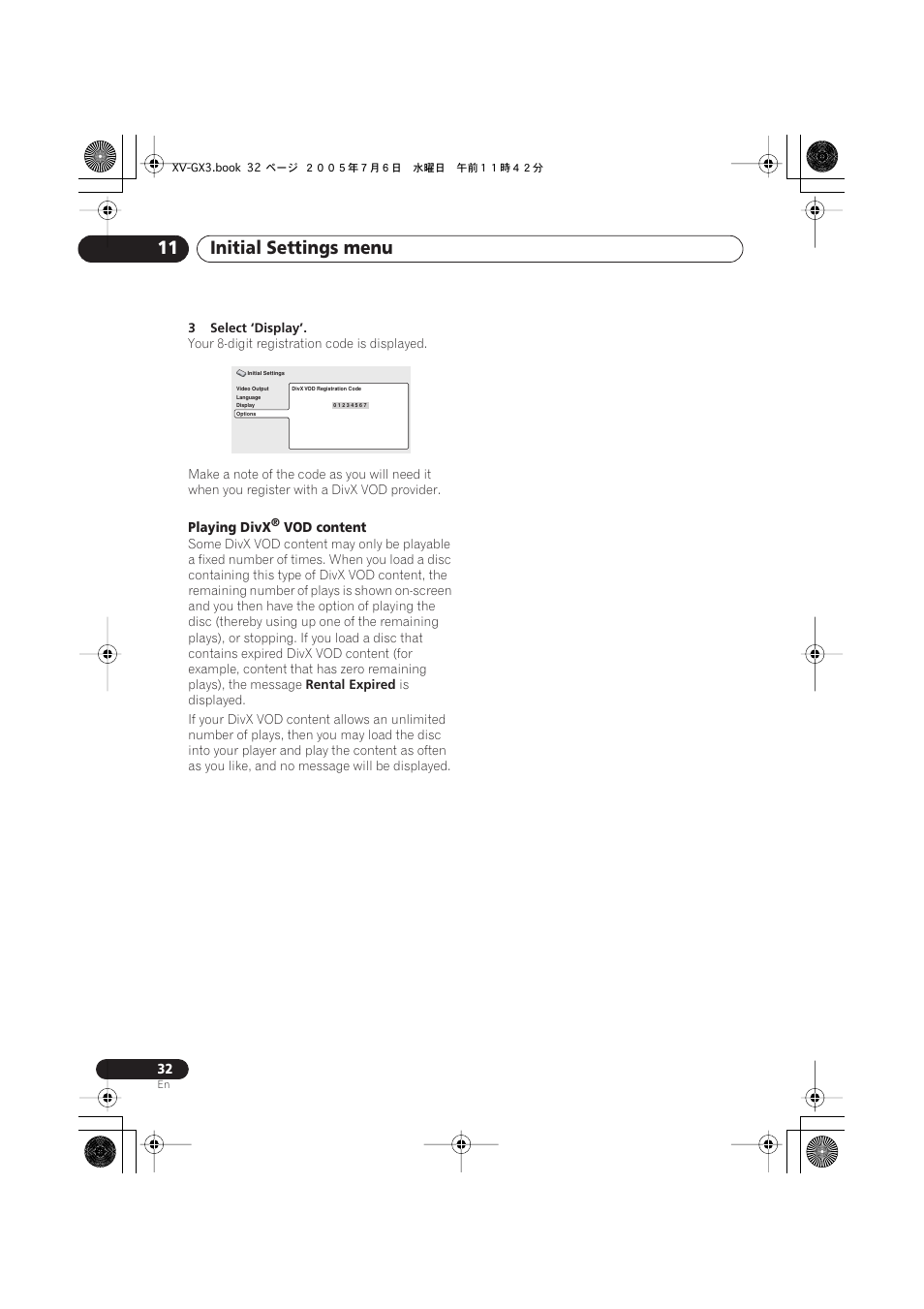 Initial settings menu 11 | Pioneer S-GX3V User Manual | Page 32 / 44