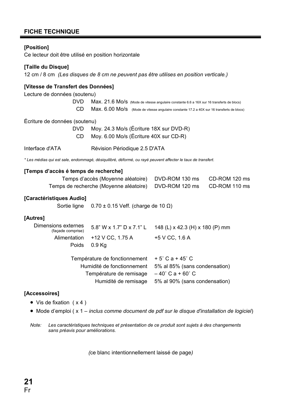 Fiche technique | Pioneer DVR-2810 User Manual | Page 22 / 32