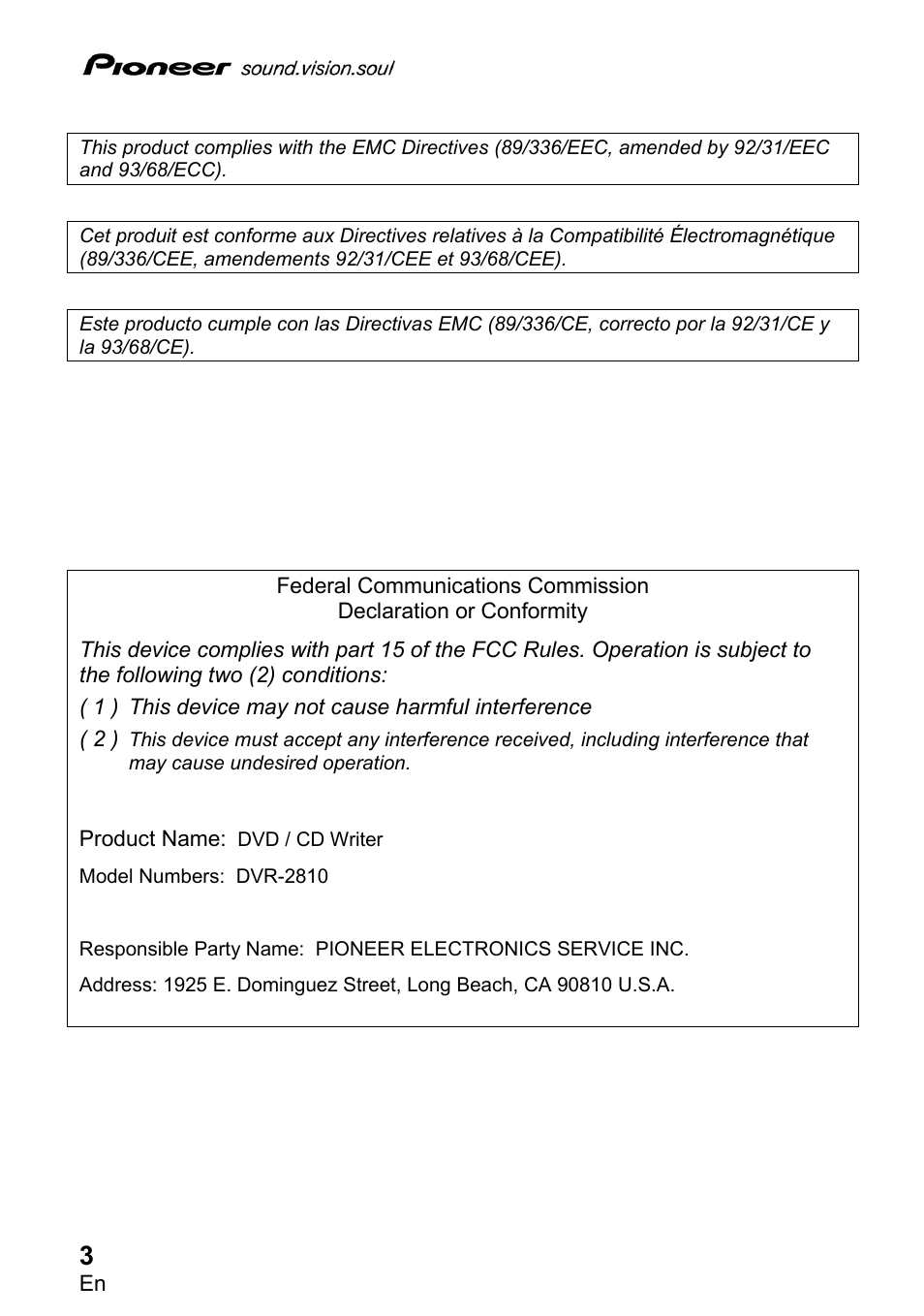 Pioneer DVR-2810 User Manual | Page 4 / 32