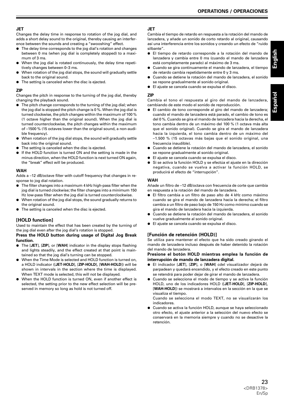 English espa ñ ol 23 | Pioneer CDJ-200 User Manual | Page 23 / 48