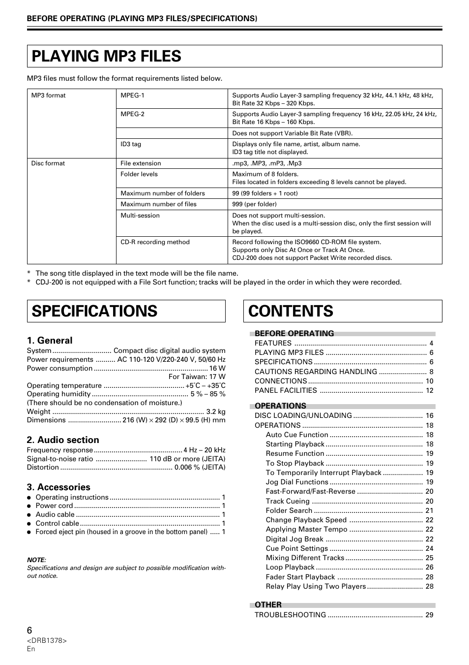 Pioneer CDJ-200 User Manual | Page 6 / 48