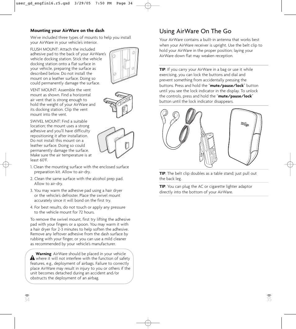 Using airware on the go | Pioneer GEX-AIRWARE1 User Manual | Page 18 / 23