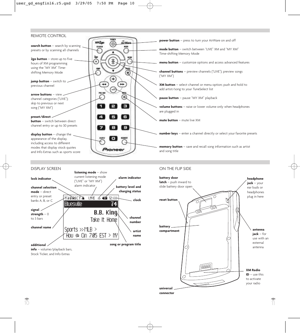 Remote control, Display screen, On the flip side | Pioneer GEX-AIRWARE1 User Manual | Page 6 / 23