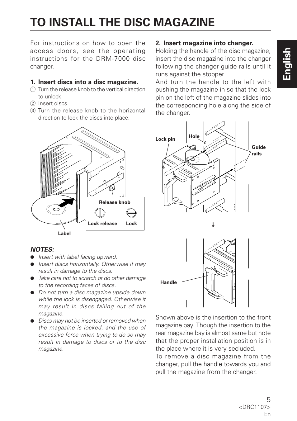 English | Pioneer 50-Disc Magazine DRM-AF751 User Manual | Page 5 / 7