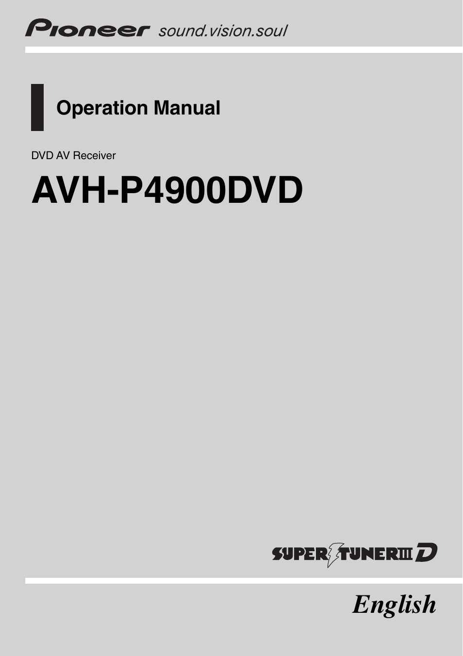 Pioneer AVH-P4900D User Manual | 85 pages