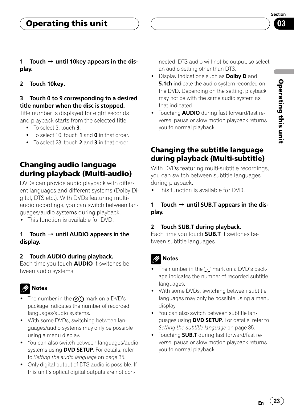 Operating this unit | Pioneer AVH-P4900D User Manual | Page 23 / 85