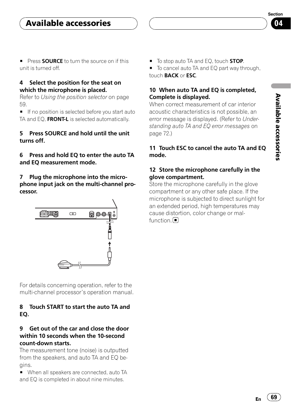 Available accessories | Pioneer AVH-P4900D User Manual | Page 69 / 85