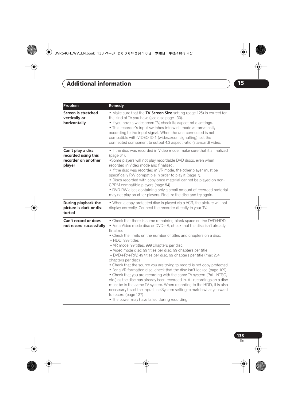 Additional information 15 | Pioneer DVR-440H-S User Manual | Page 133 / 144