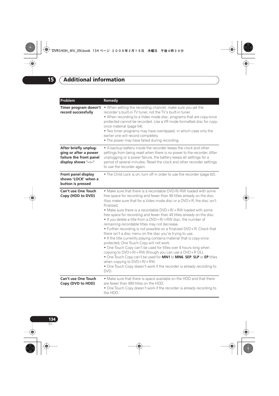 Additional information 15 | Pioneer DVR-440H-S User Manual | Page 134 / 144