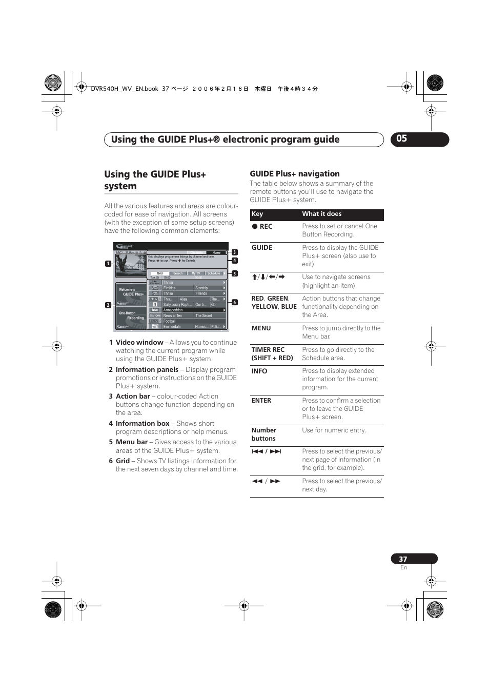 Using the guide plus+® system, Using the guide plus+® electronic program guide 05, Using the guide plus | System | Pioneer DVR-440H-S User Manual | Page 37 / 144