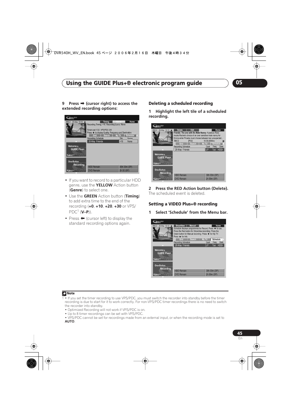 Using the guide plus+® electronic program guide 05 | Pioneer DVR-440H-S User Manual | Page 45 / 144