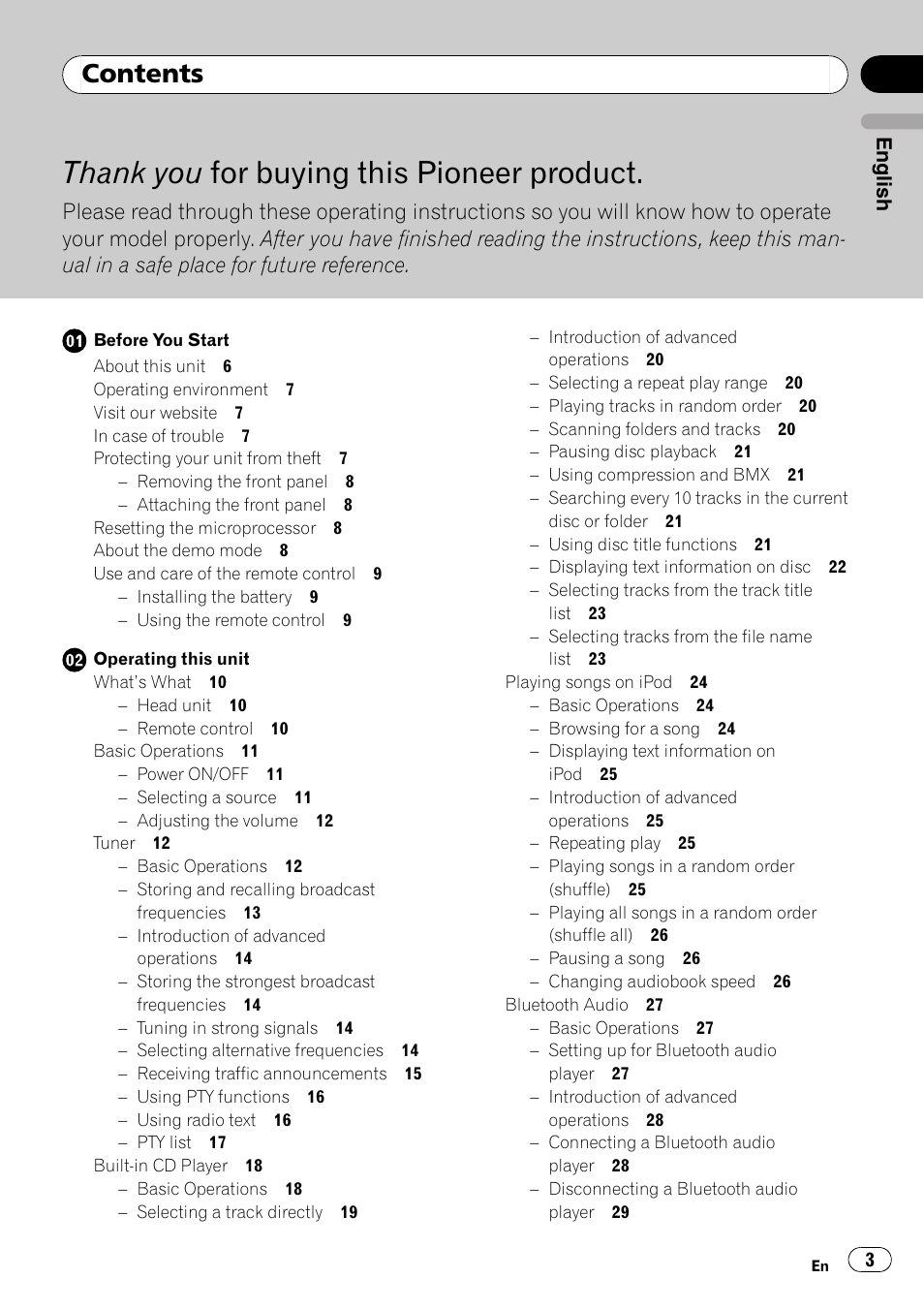 Pioneer DEH-P85BT User Manual | Page 3 / 144