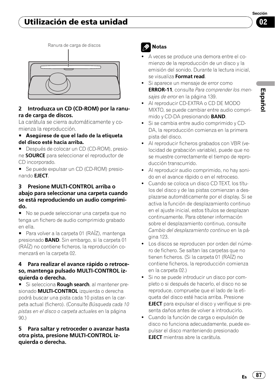 Utilización de esta unidad | Pioneer DEH-P85BT User Manual | Page 87 / 144