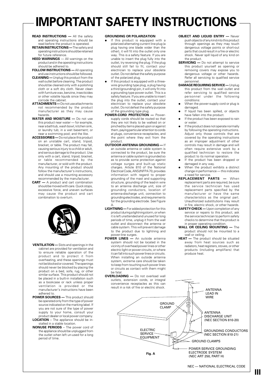 Important safety instructions | Pioneer VSX-D909S User Manual | Page 3 / 92