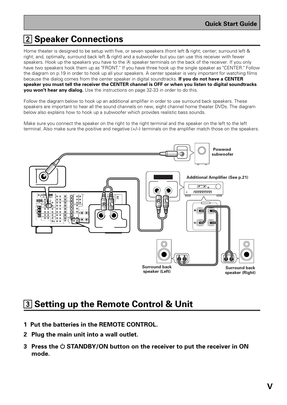 22 speaker connections, 33 setting up the remote control & unit | Pioneer VSX-D909S User Manual | Page 5 / 92