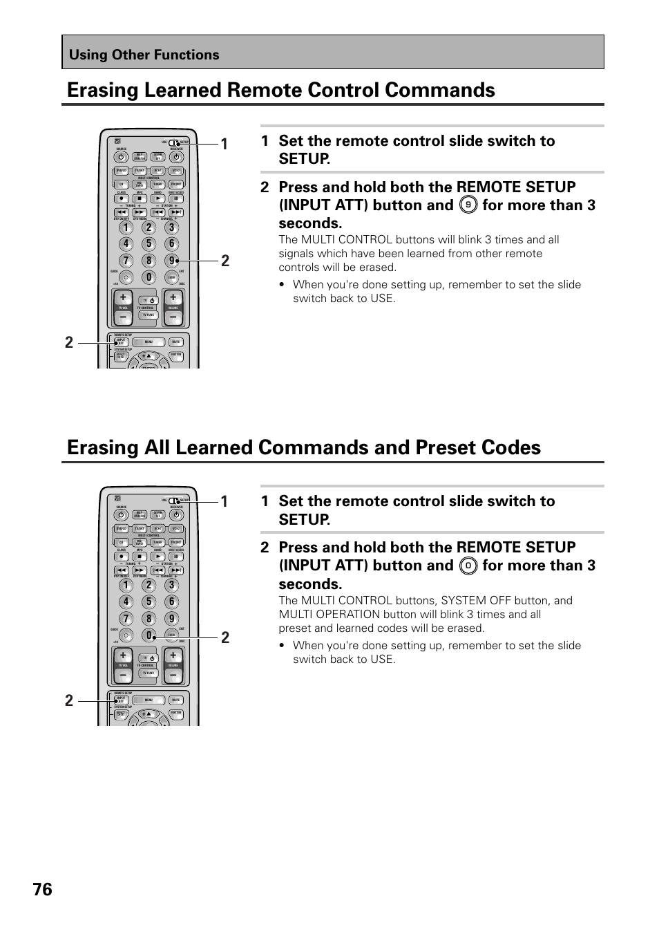 For more than 3 seconds, Using other functions | Pioneer VSX-D909S User Manual | Page 76 / 92