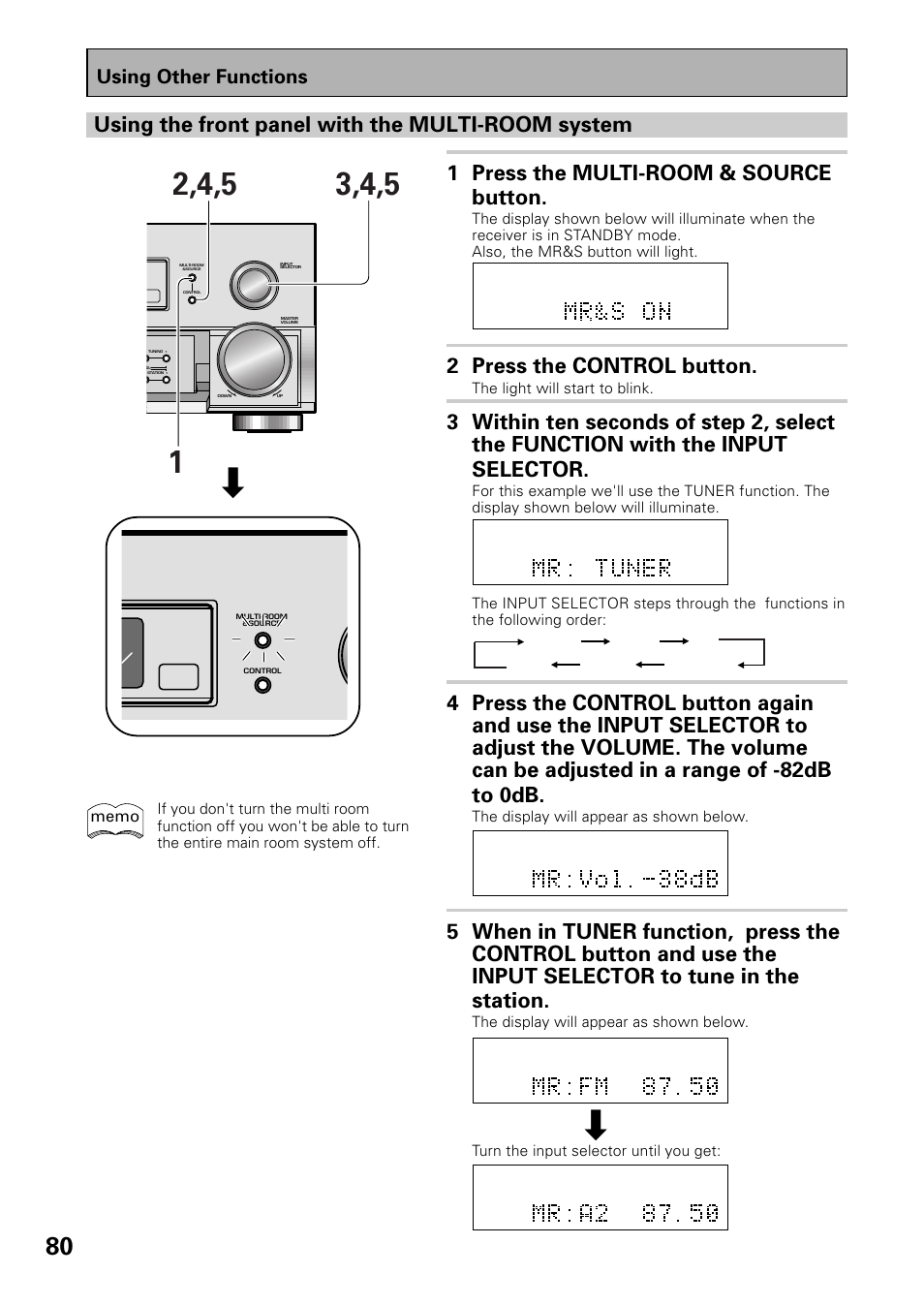 2 press the control button, Using other functions | Pioneer VSX-D909S User Manual | Page 80 / 92