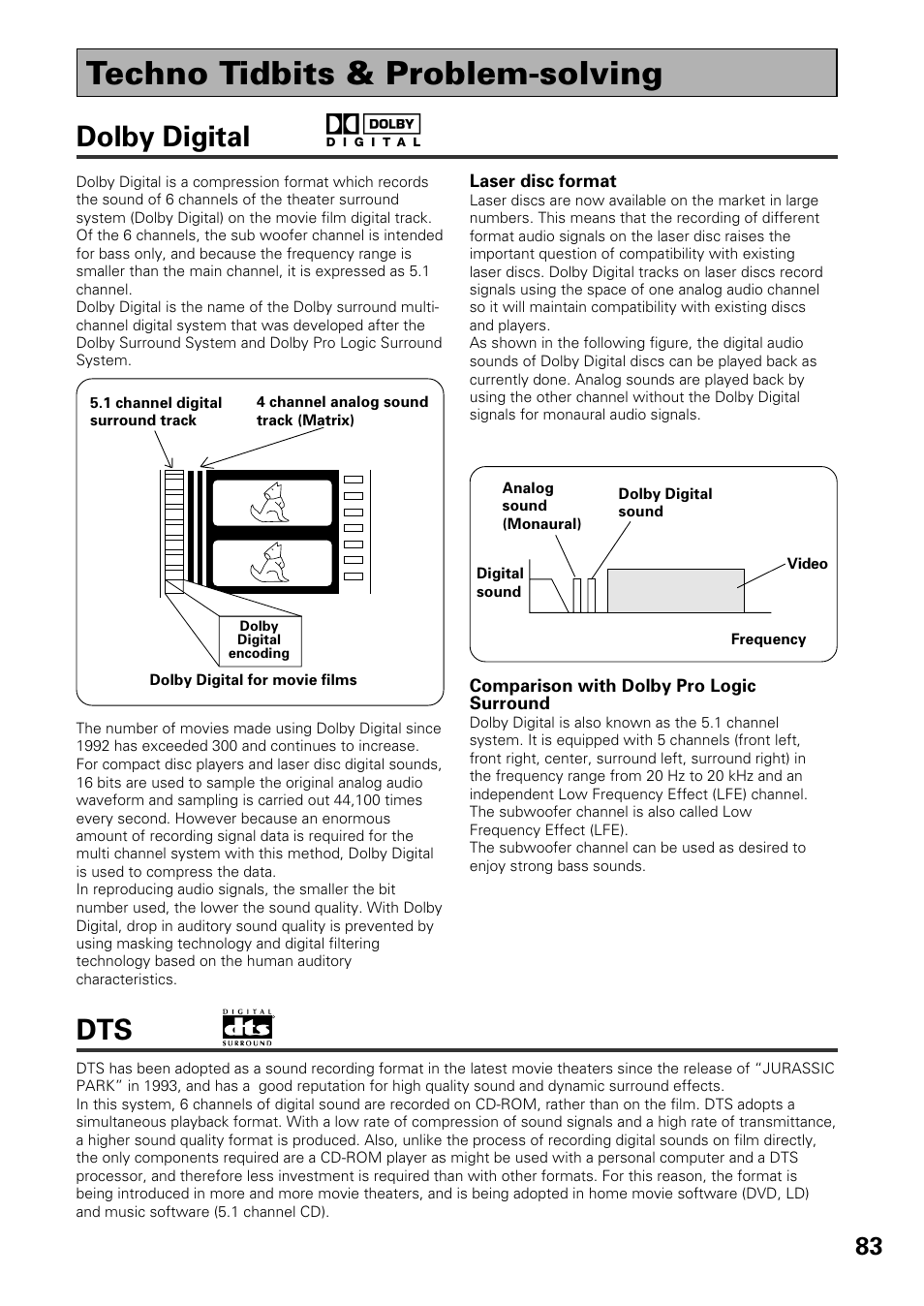 Techno tidbits & problem-solving, Dolby digital | Pioneer VSX-D909S User Manual | Page 83 / 92