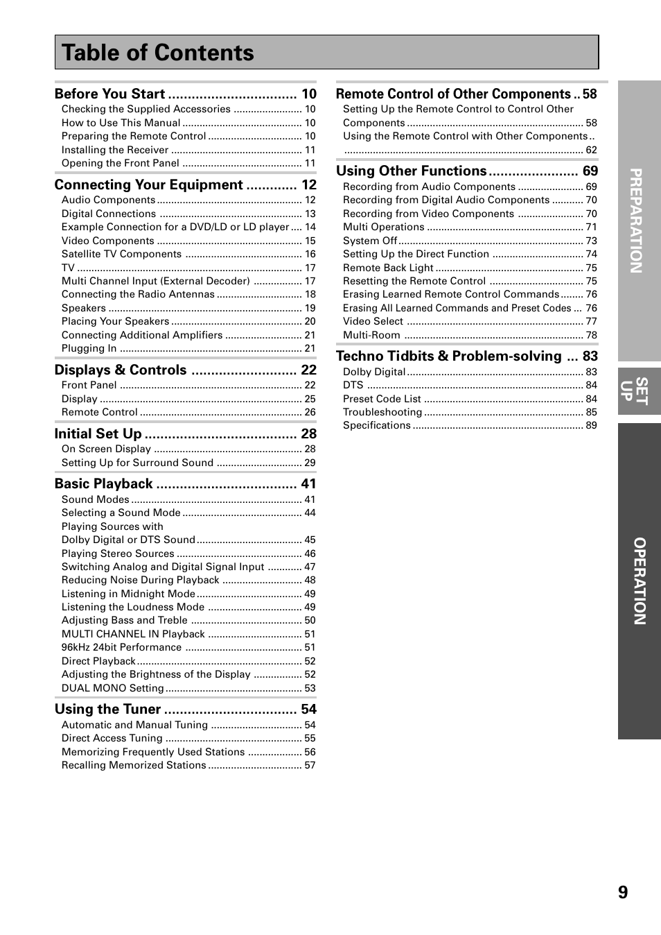 Pioneer VSX-D909S User Manual | Page 9 / 92