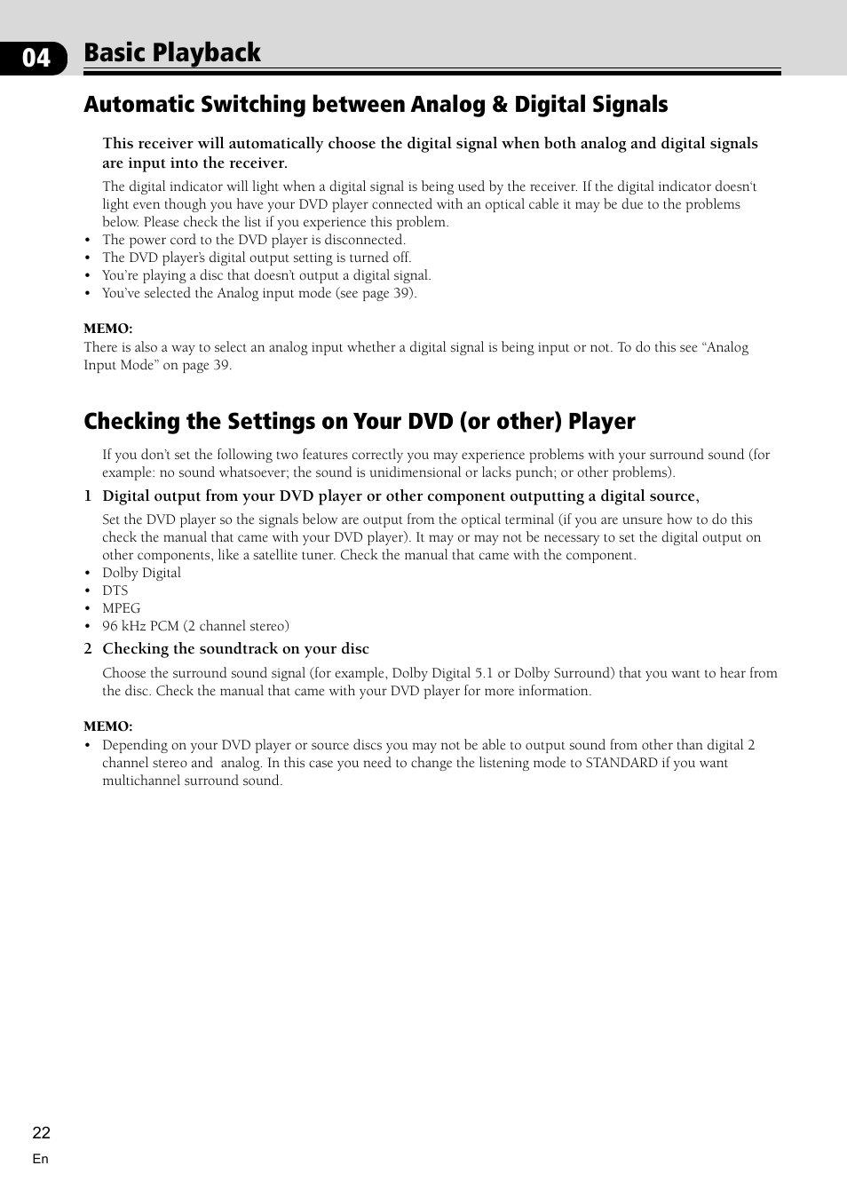 Basic playback 22, Basic playback | Pioneer VSX-C300 User Manual | Page 22 / 56