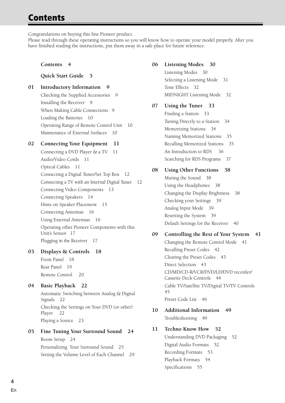 Pioneer VSX-C300 User Manual | Page 4 / 56