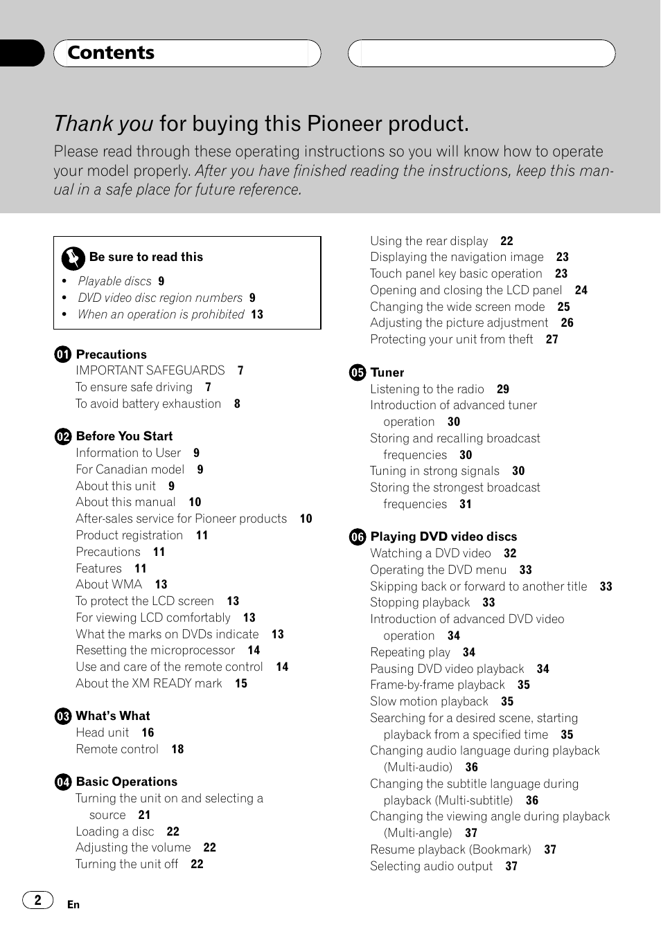 Pioneer AVH-P6600DVD User Manual | Page 2 / 114