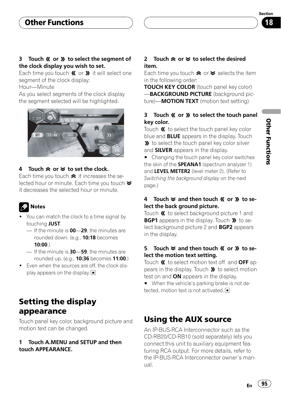 Setting the display appearance, Using the aux source, Other functions | Pioneer AVH-P6600DVD User Manual | Page 95 / 114