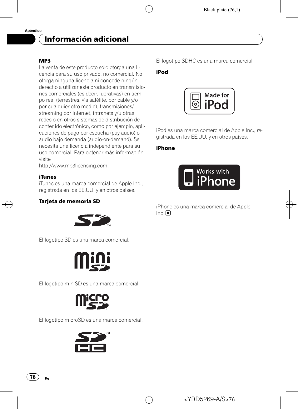 Información adicional | Pioneer Super Tuner III D DEH-3100UB User Manual | Page 76 / 112