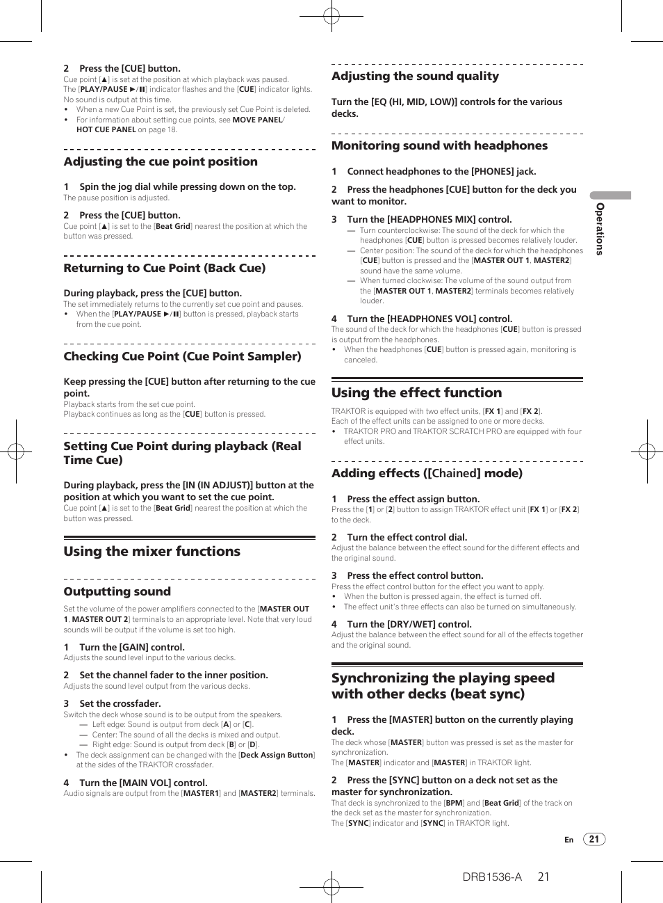 Using the mixer functions, Using the effect function | Pioneer DDJ-T1 User Manual | Page 21 / 32