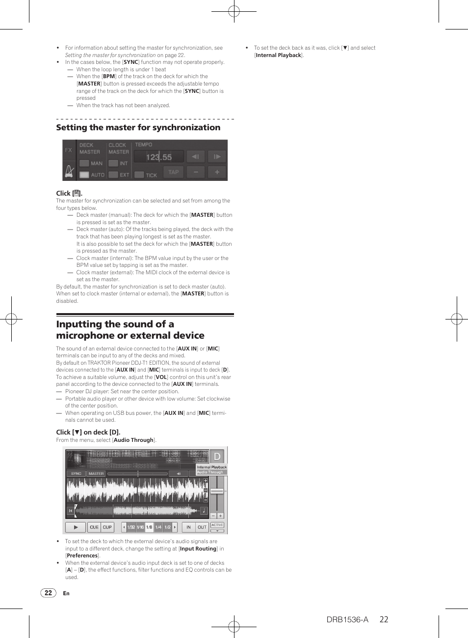 Setting the master for synchronization | Pioneer DDJ-T1 User Manual | Page 22 / 32