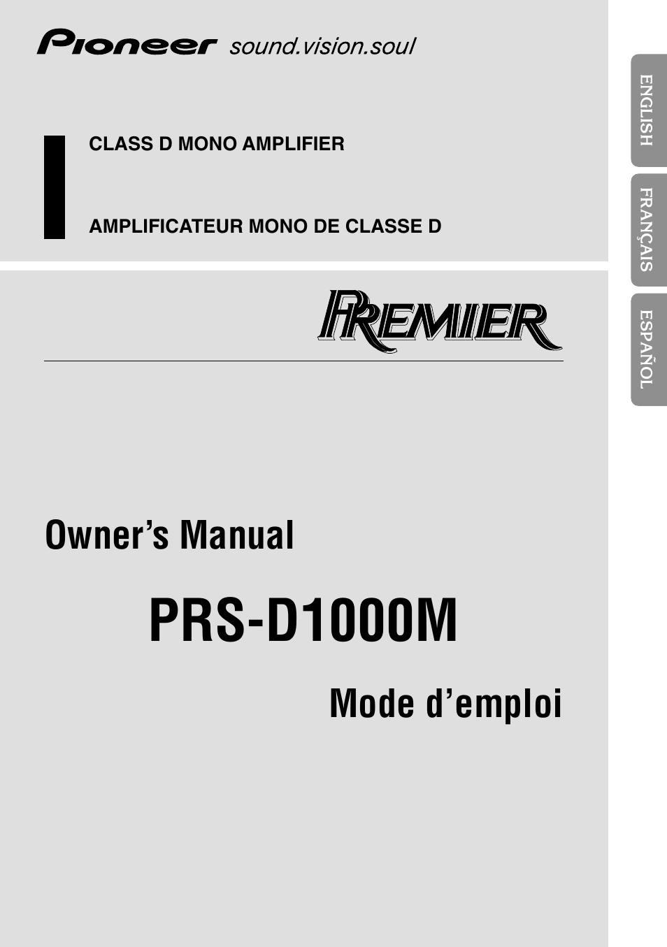 Pioneer PRS-D1000M User Manual | 50 pages
