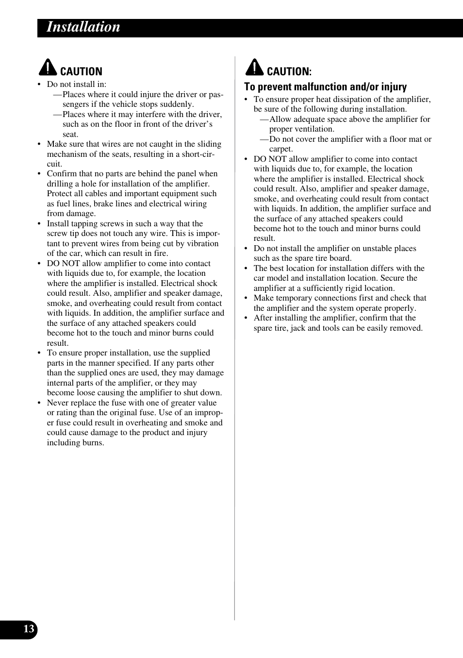 Installation | Pioneer PRS-D1000M User Manual | Page 14 / 50