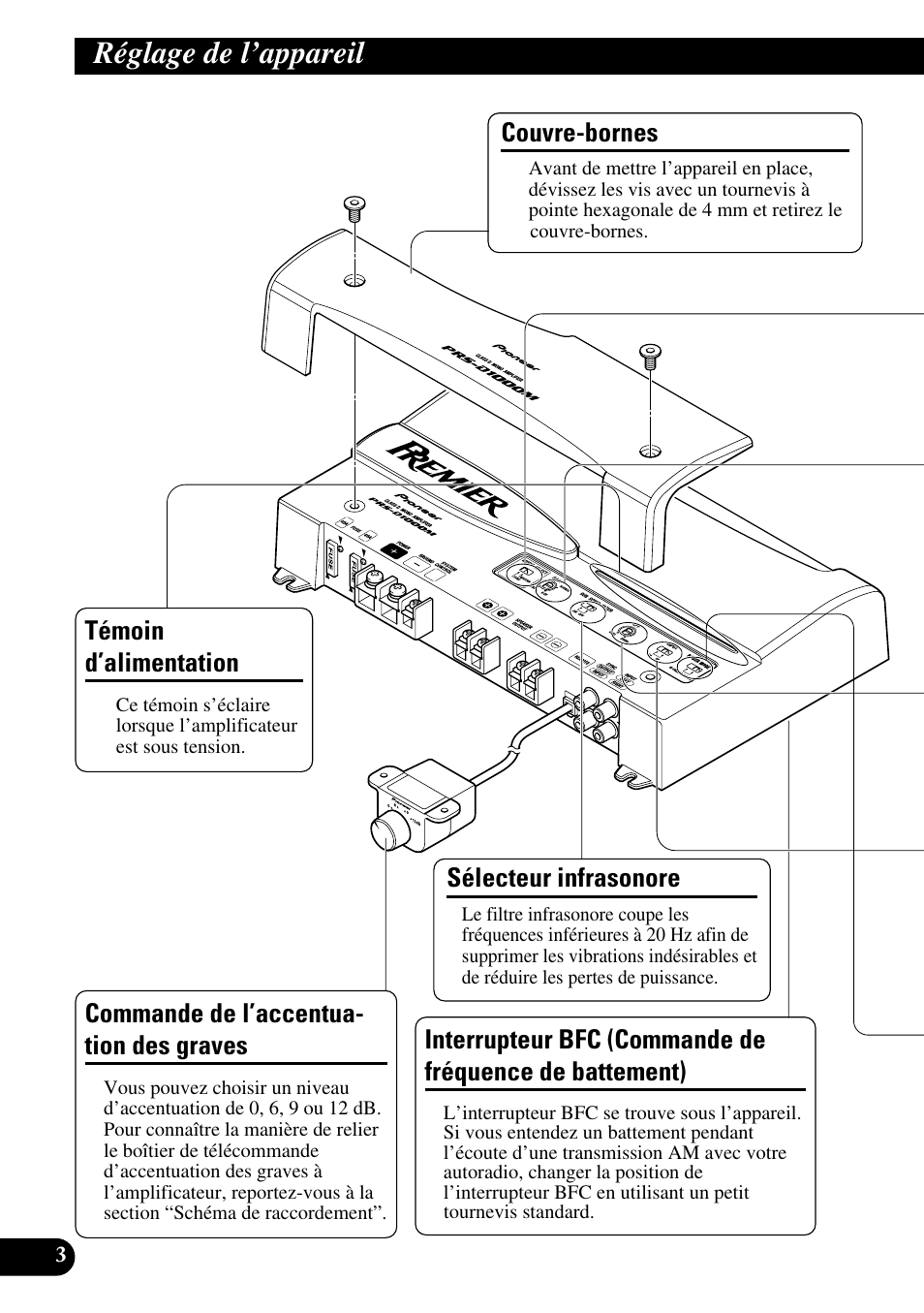 Réglage de l’appareil, De battement) | Pioneer PRS-D1000M User Manual | Page 20 / 50