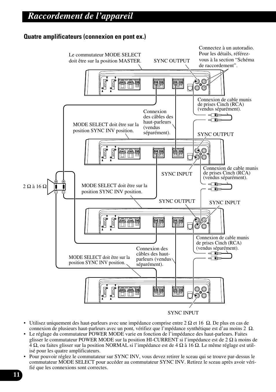 Raccordement de l’appareil | Pioneer PRS-D1000M User Manual | Page 28 / 50