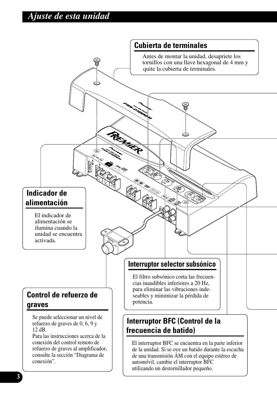 Ajuste de esta unidad, Control de la frecuencia de batido) | Pioneer PRS-D1000M User Manual | Page 36 / 50