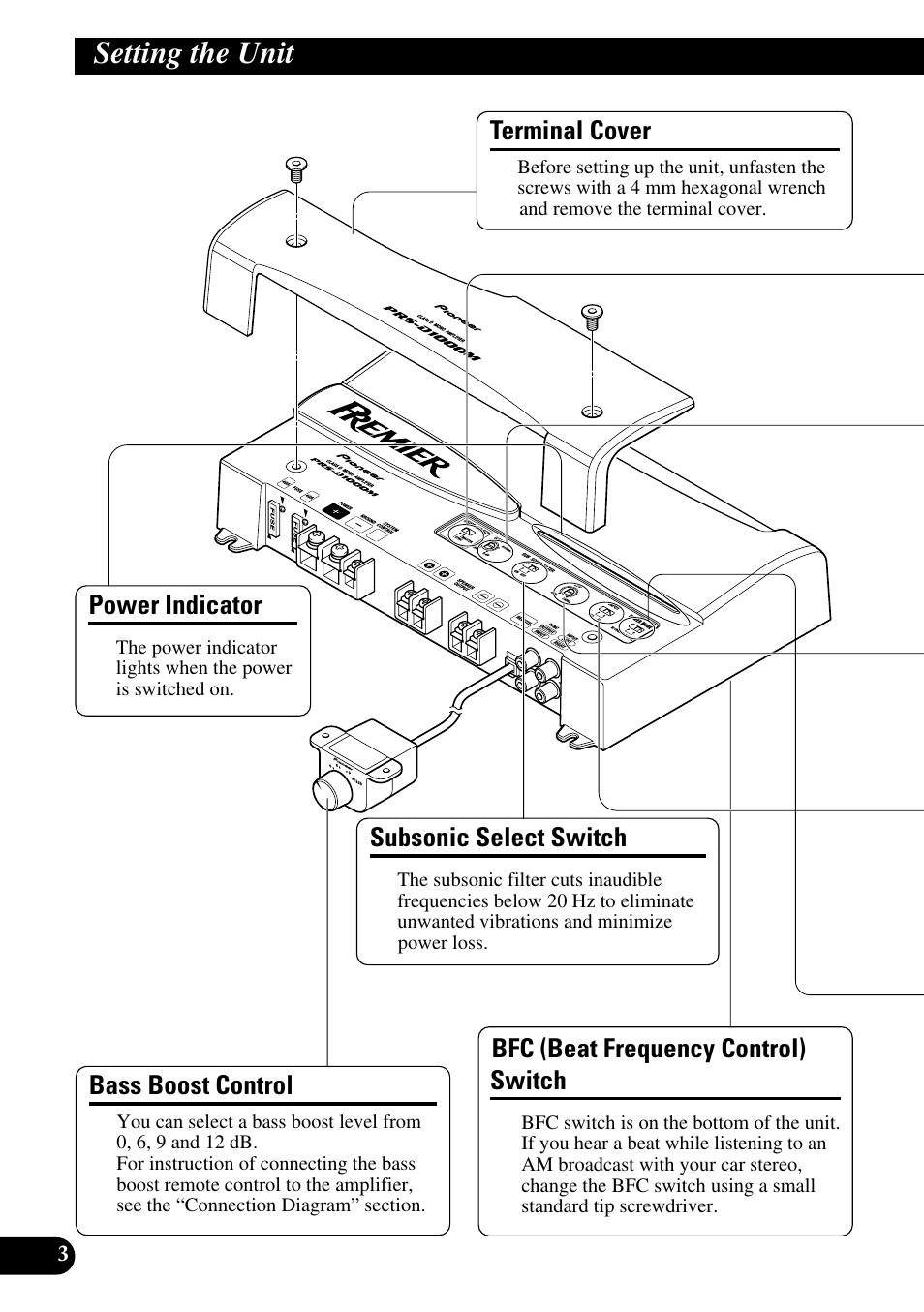 Setting the unit | Pioneer PRS-D1000M User Manual | Page 4 / 50
