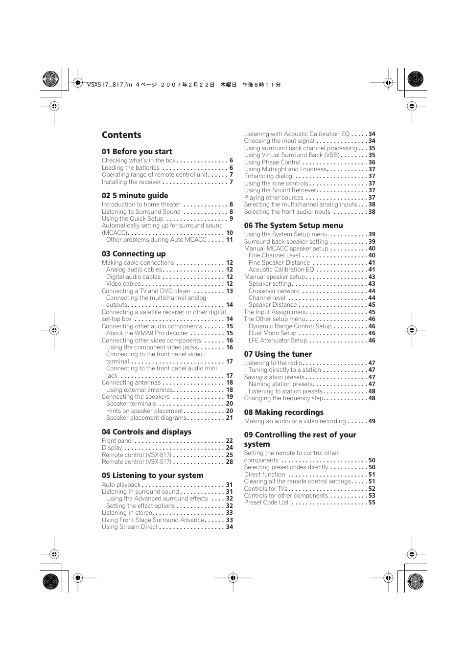 Pioneer VSX-817-S/-K User Manual | Page 4 / 63