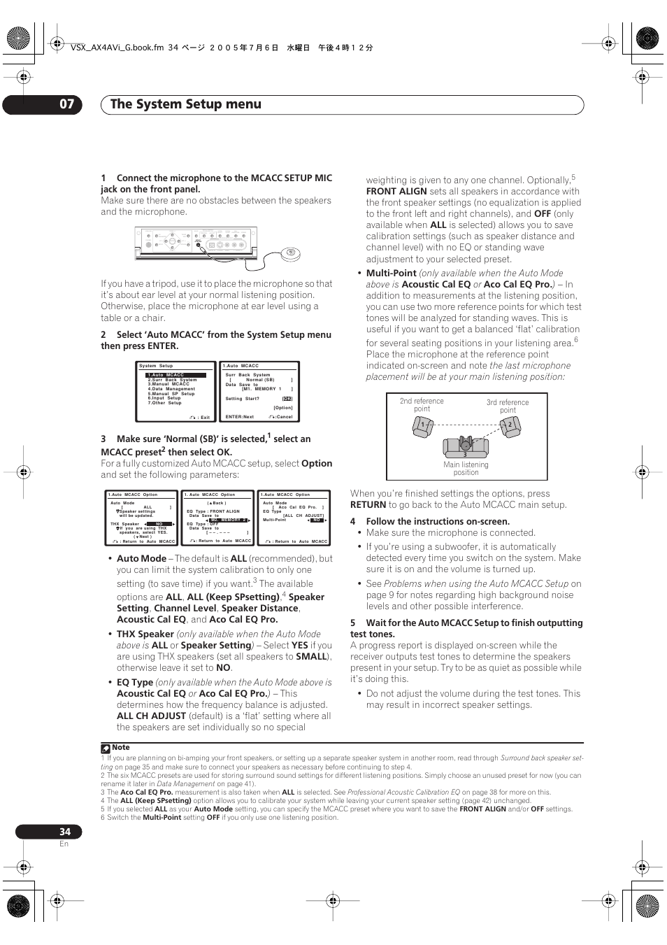 The system setup menu 07 | Pioneer VSX-AX4AVi-G User Manual | Page 34 / 87