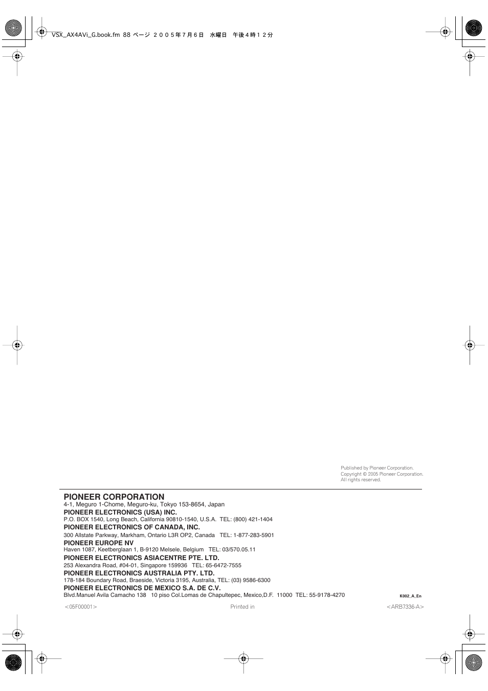 Pioneer corporation | Pioneer VSX-AX4AVi-G User Manual | Page 87 / 87