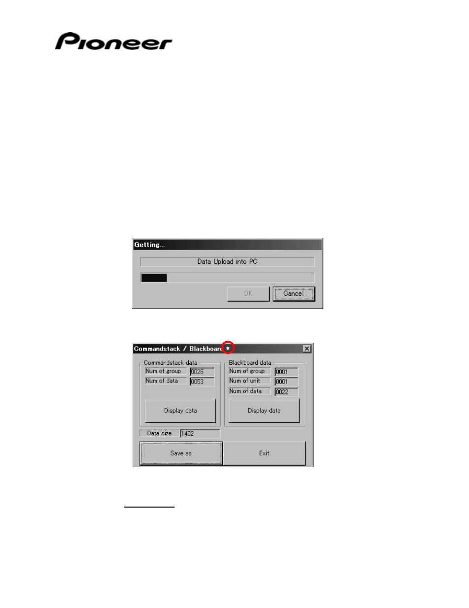 2 barcode command stack / blackboard upload, Barcode command stack / blackboard upload | Pioneer DataMan 2Serial Communication Tool for Pioneer Industrial DVD Video Player DVD-V7400 User Manual | Page 20 / 39