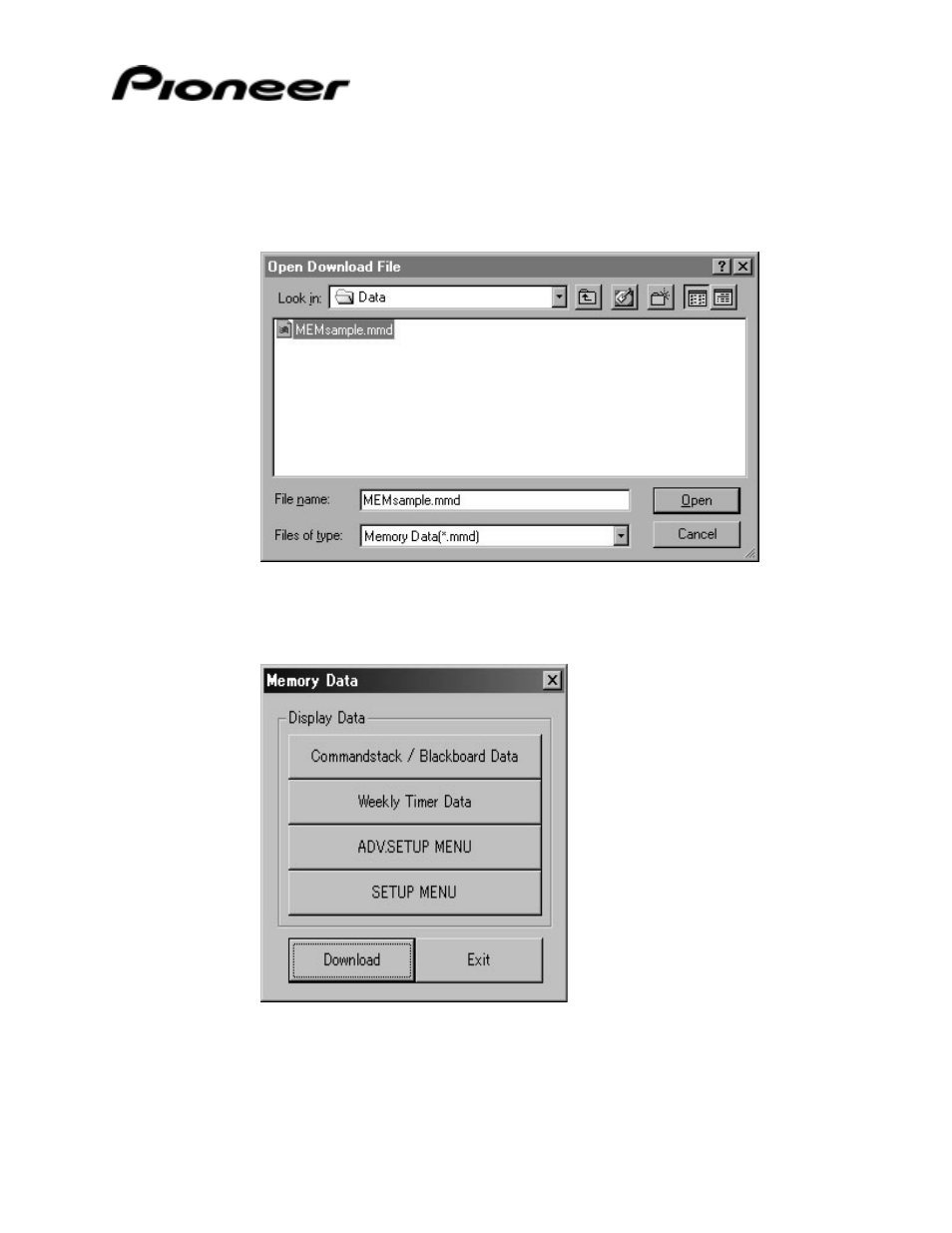 1 memory data download, Memory data download | Pioneer DataMan 2Serial Communication Tool for Pioneer Industrial DVD Video Player DVD-V7400 User Manual | Page 30 / 39